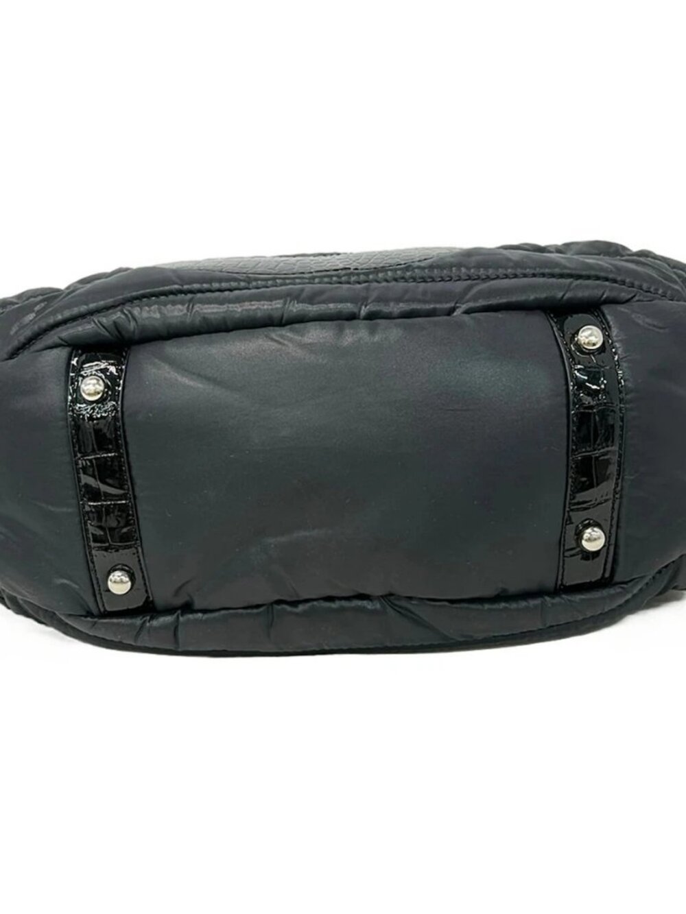 muta Black Nylon Patent Leather Handbag - Picture 9 of 11